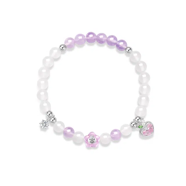 周大生 蜜雪冰城联名 蜜桃绝绝紫雪王 小众气质闪耀锆石显白多巴胺水果转运珠 学生告白经典款#好运 玉髓 手串 女款