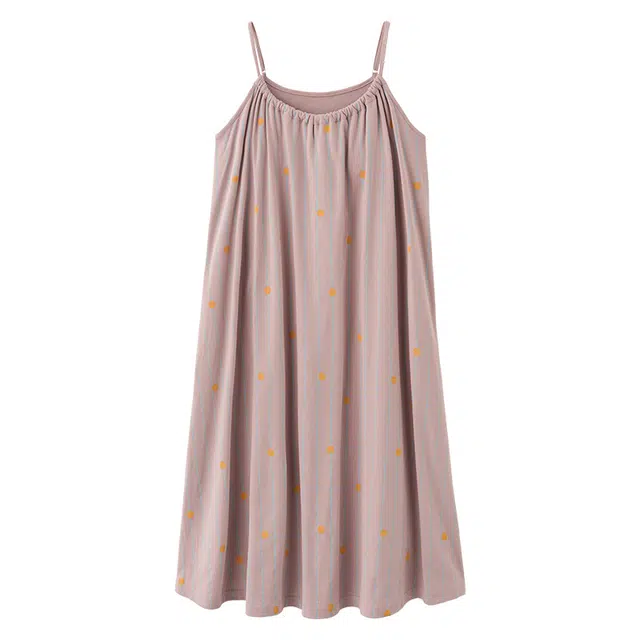 向薇 吊带夏季带胸垫一体无袖中长款甜美可外穿家居服睡裙 女款