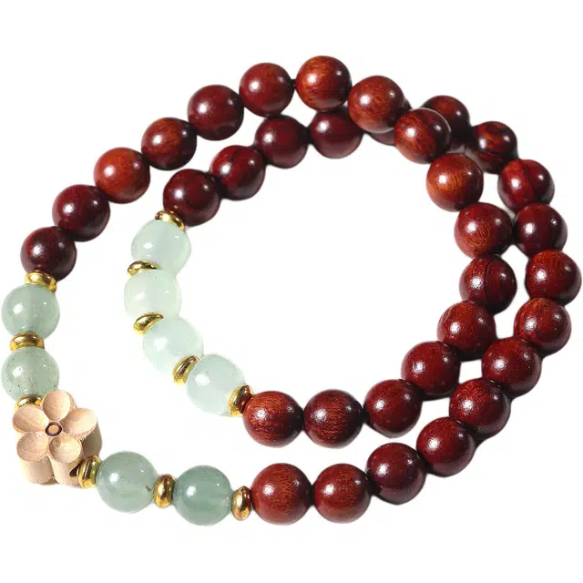 灵晔 国潮新中式百搭轻奢高级文玩五福临门幸福安康盘玩佛珠念珠复古风文艺风#好运 檀木 手串 男女同款情侣款