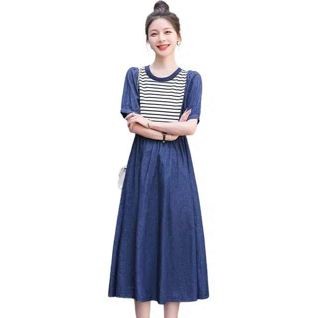 沐晓欣 百搭简约时尚舒适短袖连衣裙 女款