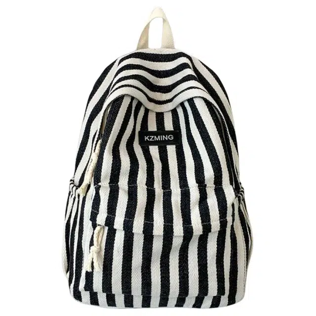 德力熊 简约条纹时尚百搭 帆布 双肩包 男女同款情侣款 多色