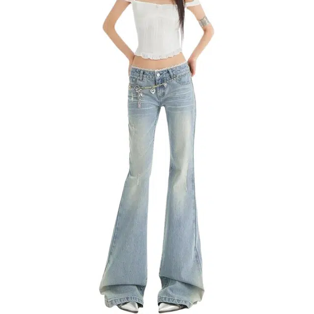 囍鱼少女 百搭简约舒适时尚牛仔裤 女款