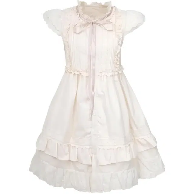 苏九儿 小飞袖夏季日系木耳边裙子娃娃裙可爱甜美初恋系短裙无袖连衣裙 女款