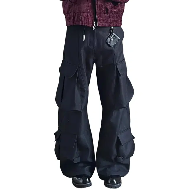 冈哉 美式街头多口袋拼接个性设计时尚潮流高级感宽松舒适百搭运动工装休闲裤 男女同款