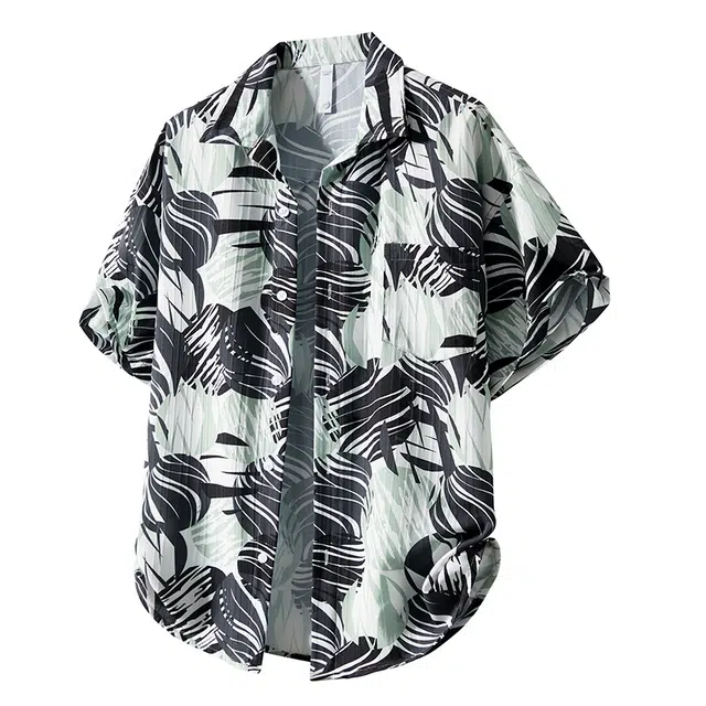 太子龍 复古短袖港风花潮牌宽松休闲衬衫 男款