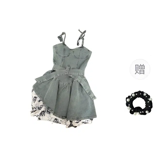 雾闪闪 时尚休闲简约百搭吊带连衣裙 女款