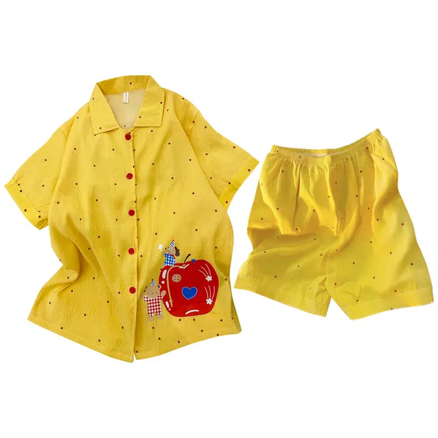 俏韵 翻领卡通腊肠狗甜美可爱短袖短裤舒适薄款家居服可外穿夏季睡衣套装 女款