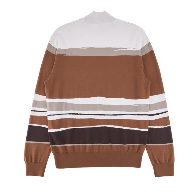 丹宁哲学 单层嵌花可机洗纯羊毛条纹常规长袖不可翻高领宽松型针织衫 男款