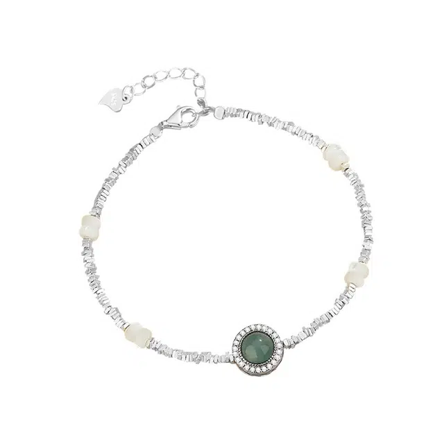 【S925纯银 高品质】 七七银饰 转运碎银子 福运连连招财纳福转运珠手饰本命年 清冷感高级小众清冷国风国潮简约首饰 好运 玉髓 手链 女款