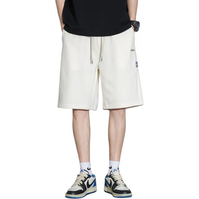 瑞梵帝斯 美式复古高街潮流设计简约冰丝裤极简主义个性垂感舒适时尚宽松百搭日常透气轻薄户外运动健身训练篮球五分休闲裤男生短裤 男款