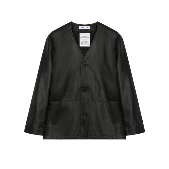 BESLOW COLLARLESS JACKET LEATHER