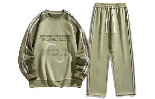 王者荣耀 鲁班七号款 美式高街拼接撞色条杠圆领长袖上衣时尚百搭宽松舒适长裤休闲运动套装 男女同款