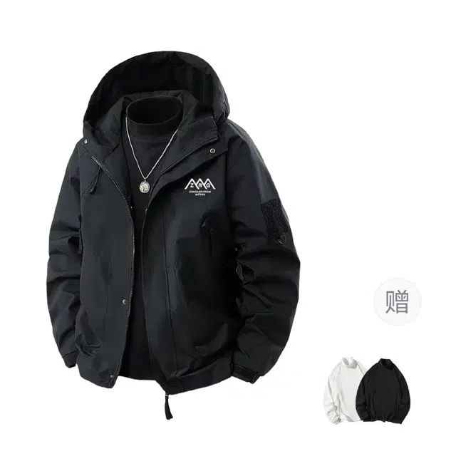 梓润格 赠打底秋季连帽情侣户外工装上衣超好看基础简约时尚百搭复古美式徒步登山服夹克外套 男女同款