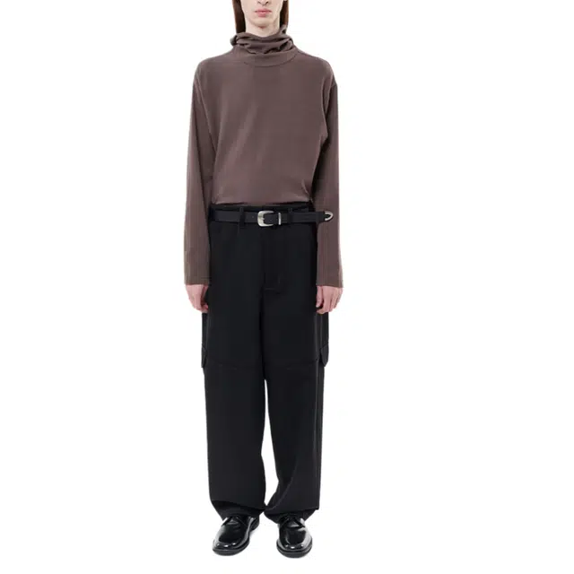 BESLOW WOOL BLENDED TWIST SEAM CARGO PANTS