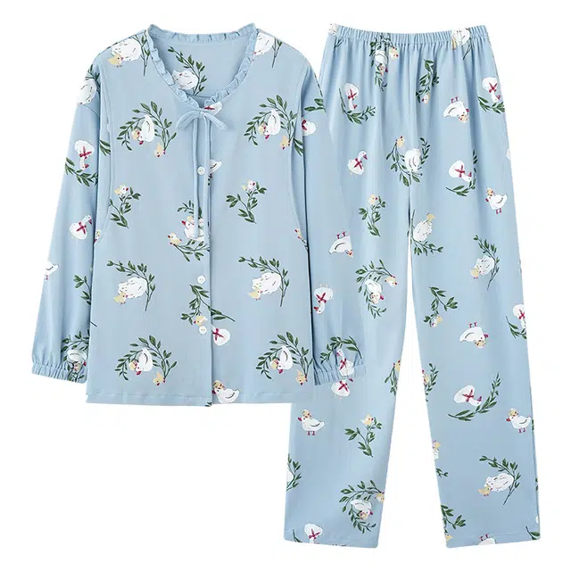 芬腾可安 外出可穿柔软舒适春秋哺乳期可穿月子家居服睡衣套装 女款