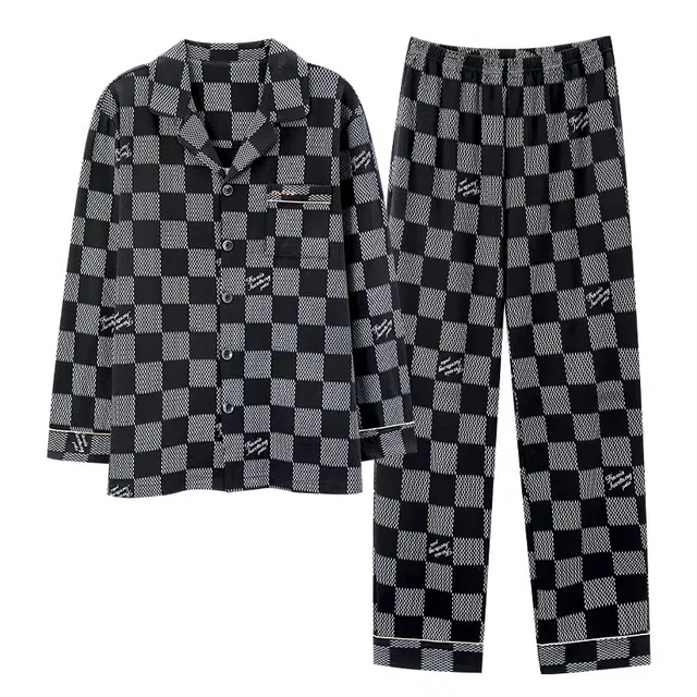 芬腾可安 春秋季简约休闲亲肤开衫轻熟风翻领家居服睡衣套装 男款