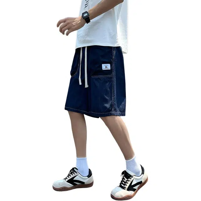 太子龍 大口袋潮牌夏季薄款五分裤牛仔短裤 男款