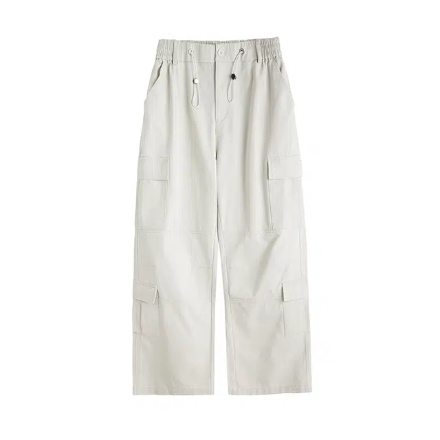 奇迹街区 美式复古日系纯色基础水洗做旧垂感舒适百搭通勤运动日常户外简约宽松多口袋直筒纯棉工装休闲裤 男女同款