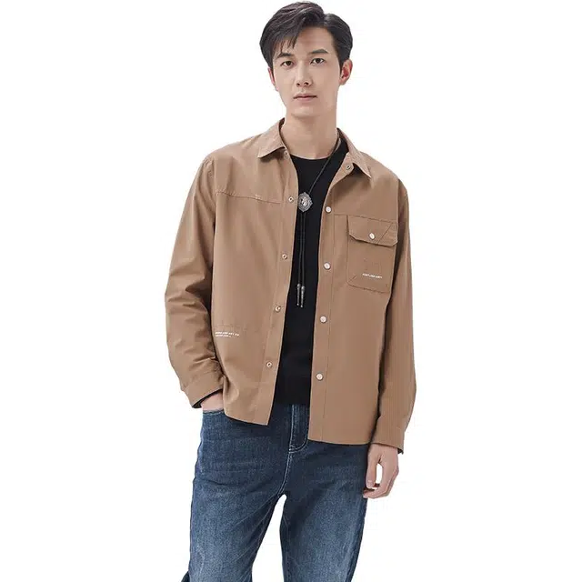 古鲨 美拉德简约翻领韩系潮流休闲夹克外套 男款