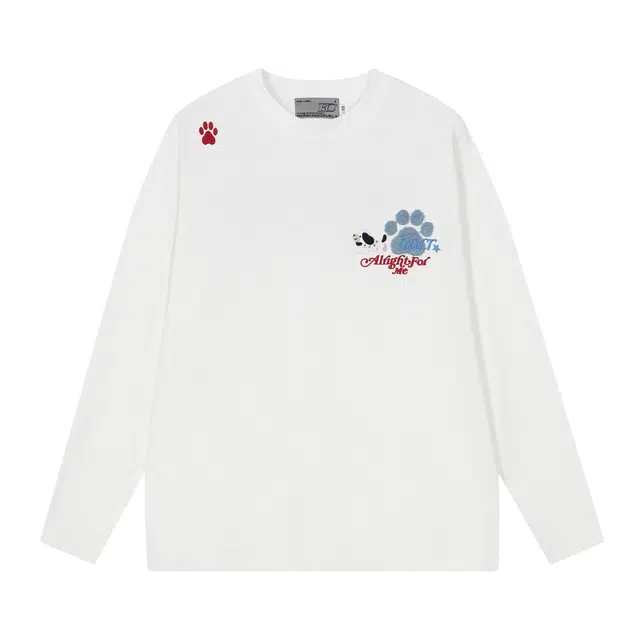 HARSH AND CRUEL Embroidered Puppy Long Sleeve T-Shirt