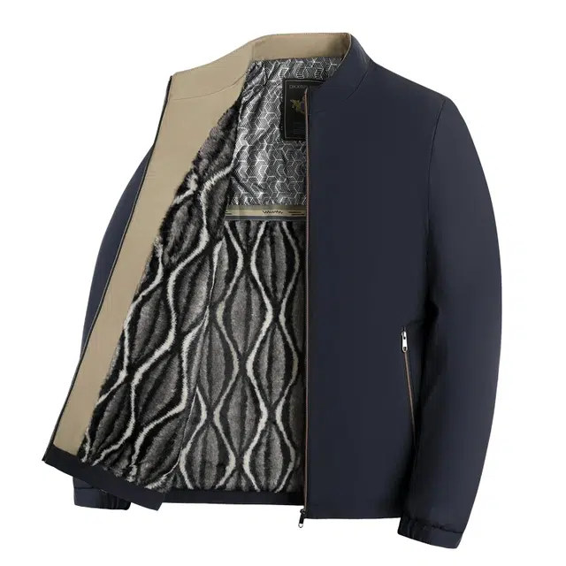 卡丹狄诺 加绒加厚保暖秋冬立领轻商务休闲简约纯色棉服男极简风夹克外套 男款