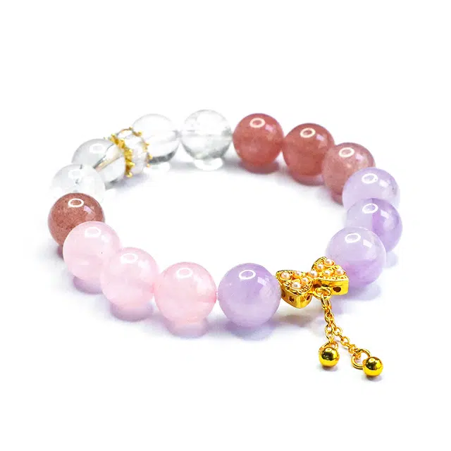 絮物 【平安喜乐】国潮新中式轻奢小众设计高级感出街神器温柔甜美气质可爱上岸#好运 草莓晶 手串 男女同款情侣款