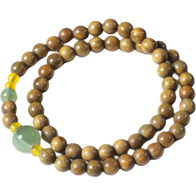 灵晔 国潮简约轻奢高级感  好运莲莲 福禄双全 诸事顺利 绿檀 手串 男女同款情侣款