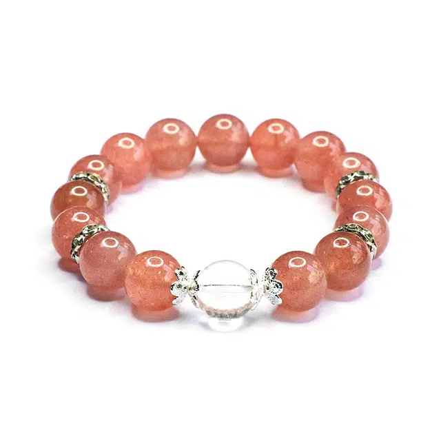 絮物 【平安喜乐】新中式轻奢国风小众设计高级感出街神器温柔甜美气质可爱上岸#好运 草莓晶 手串 男女同款情侣款