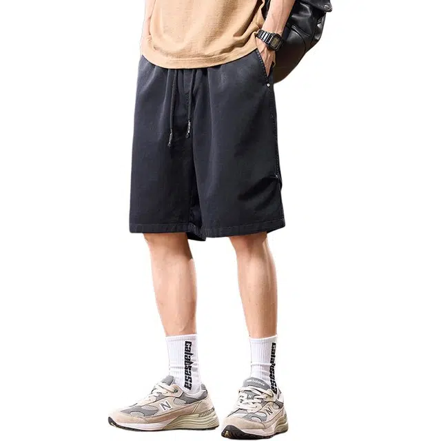 协协乐 高端纯棉渐变夏季薄款凉感透气五分冰丝美式高街宽松直筒中裤潮牌休闲短裤 男款