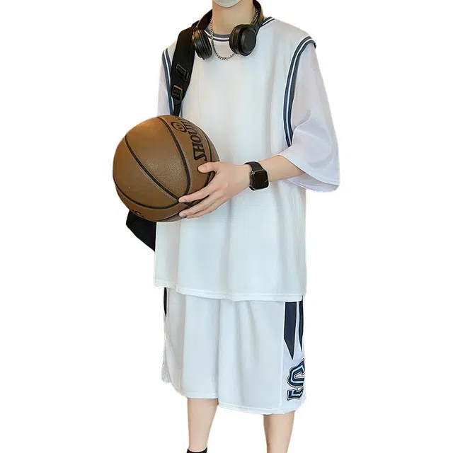 左岸 青少年冰丝速干学生篮球服帅气夏季透气宽松两件套休闲运动套装 男款