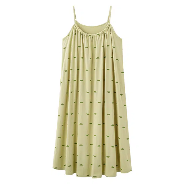 向薇 夏季带胸垫一体吊带中长款甜美可外穿家居服睡裙 女款