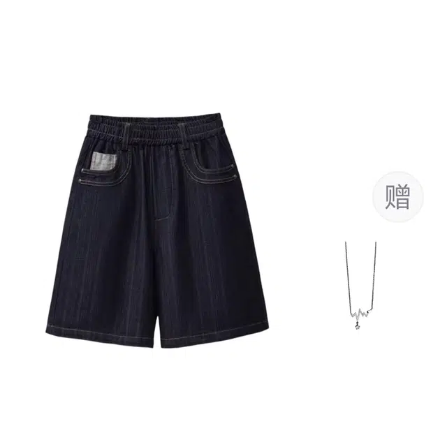 识恩 大码高腰女夏季百搭宽松时尚休闲裤子牛仔短裤 女款