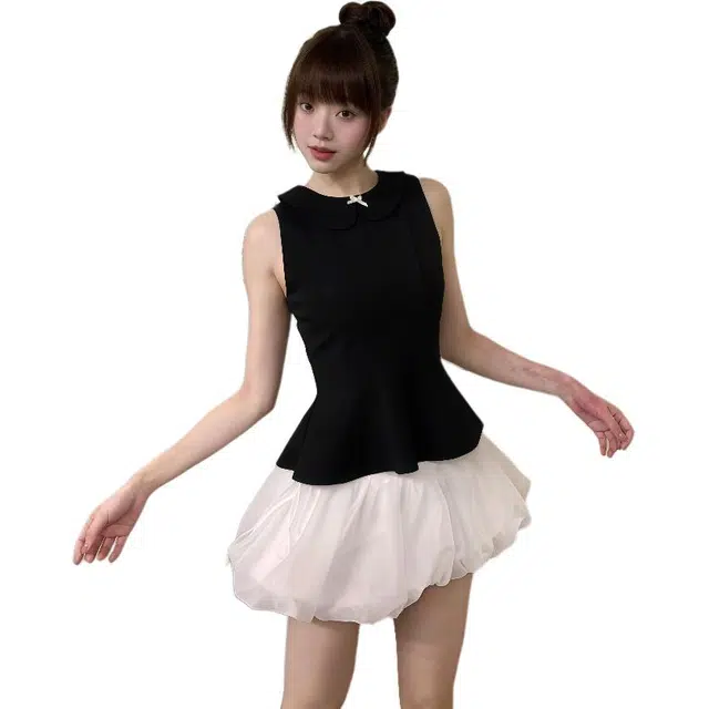 沐晓欣 气质穿搭一整套韩系盐系轻熟流行上衣漂亮半身裙裙装套装 女款