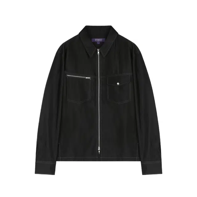 BESLOW UNBALANCED POCKET ZIP-UP SHIRKET