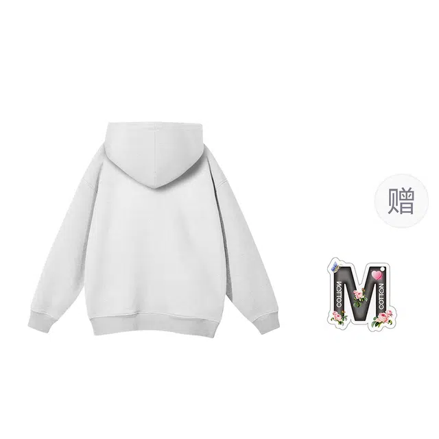棉购 卡通图案连帽上衣美式潮流简约宽松长袖秋冬加绒加厚保暖卫衣男 女款