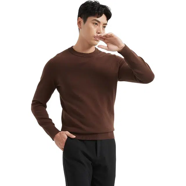 古鲨 美拉德绵羊毛衫纯色保暖抗菌直筒针织衫 男款