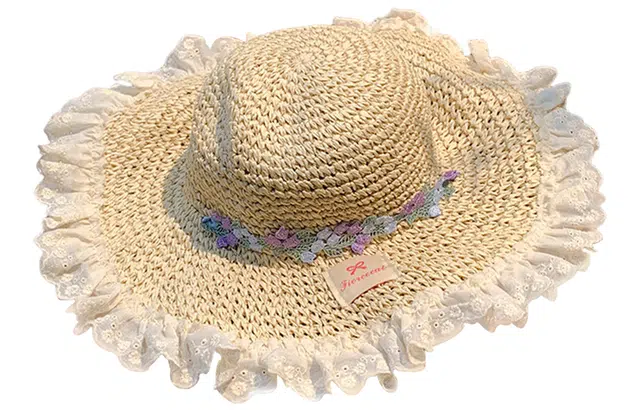 优幽兰 法式甜美碎花飘带时尚韩系夏海边沙滩度假风大檐遮阳百搭高级感小众田园风太阳防紫外线 纤维素材料 防晒帽 女款