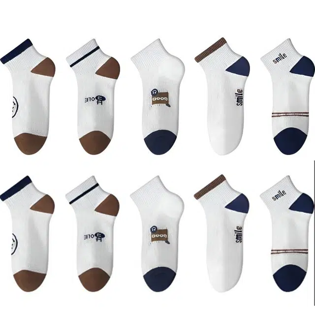 草本初色 笑脸新疆棉抑菌防臭高弹舒适柔软网眼亲肤透气不勒脚短袜 女款