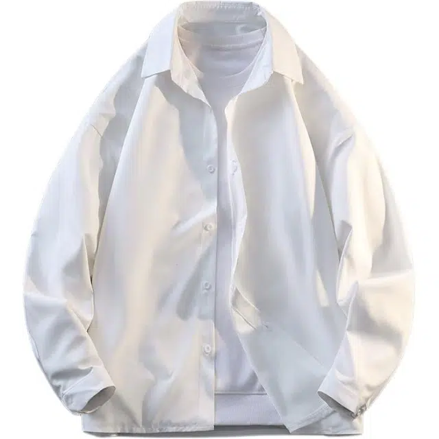 颂希尔 美式高级感纯色宽松长袖衬衫 男女同款