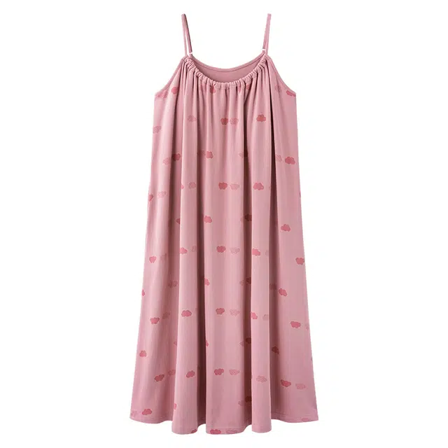 向薇 自带胸垫睡衣女士夏季吊带休闲宽松网红风可外穿居家服睡裙 女款