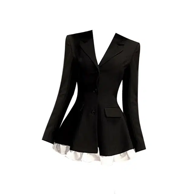 THREE Colorblock Waist-Cinched Blazer Dress