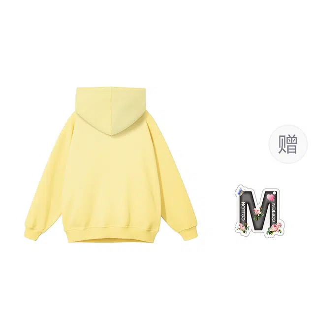 棉购 卡通图案连帽上衣美式潮流简约宽松长袖秋冬加绒加厚保暖卫衣男 女款