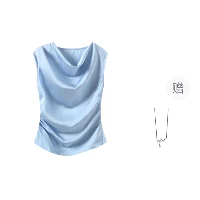识恩 大码无袖坎肩设计感不规则上衣背心 女款