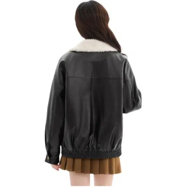 三福 肌理感拼接毛领长袖街头棉服 女款