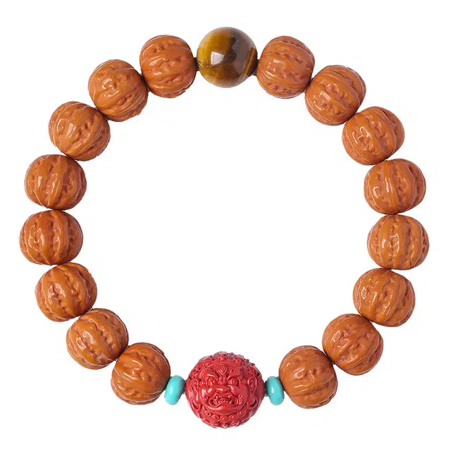 木盛缘 【京八棱  朱砂貔貅  吸金纳福】佛珠念珠文玩#好运 猴头核桃 手串 男女同款情侣款