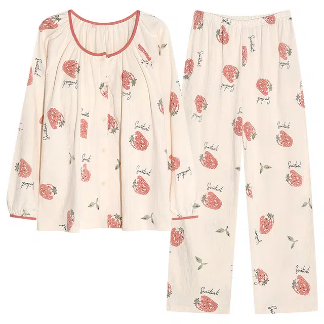 芬腾可安 可外穿的简约春秋杯垫一体家居服睡衣套装 女款