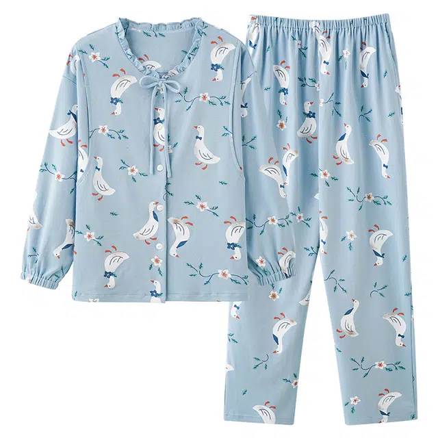 芬腾可安 春秋外出可穿柔软舒适哺乳期可穿月子家居服睡衣套装 女款