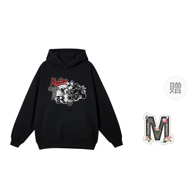 棉购 潮流连帽美式重磅休闲百搭宽松加绒加厚上衣卫衣 男女同款