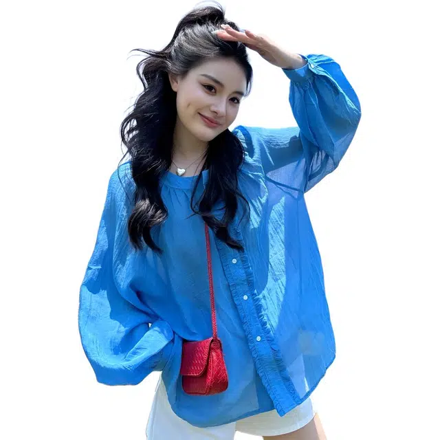 沐晓欣 貌美木耳边防晒长袖衬衫 女款