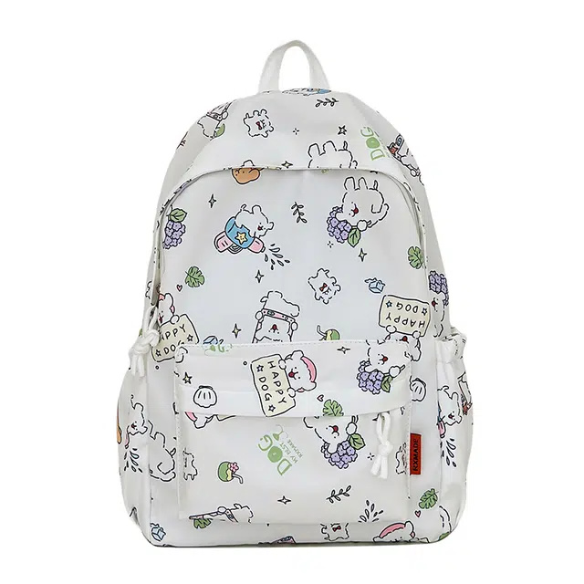 南潇湘 日系可爱卡通 尼龙 双肩包 常规 男女同款情侣款 白色/绿色/蓝色/粉色/黑色